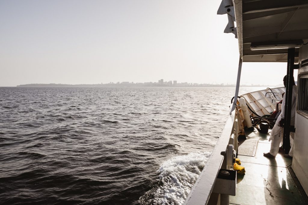 View of Dakar from the Ile de Gorée ferry boat Senegal